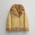 New Light Brown Sheepskin Shearling RAF Aviator Styled B3 Bomber Leather Jacket For Women