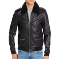 New Men black Winter Wool Lamb Fur B3 Bomber Jacket Aviator Leather Jacket