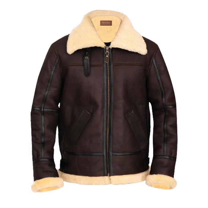 New Men Brown leapskin Shearling  Flying RAF B3 Bomber Leather Jacket Aviator