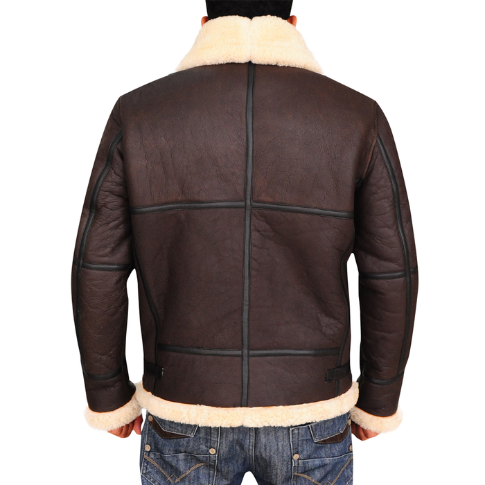 New Men Brown leapskin Shearling  Flying RAF B3 Bomber Leather Jacket Aviator