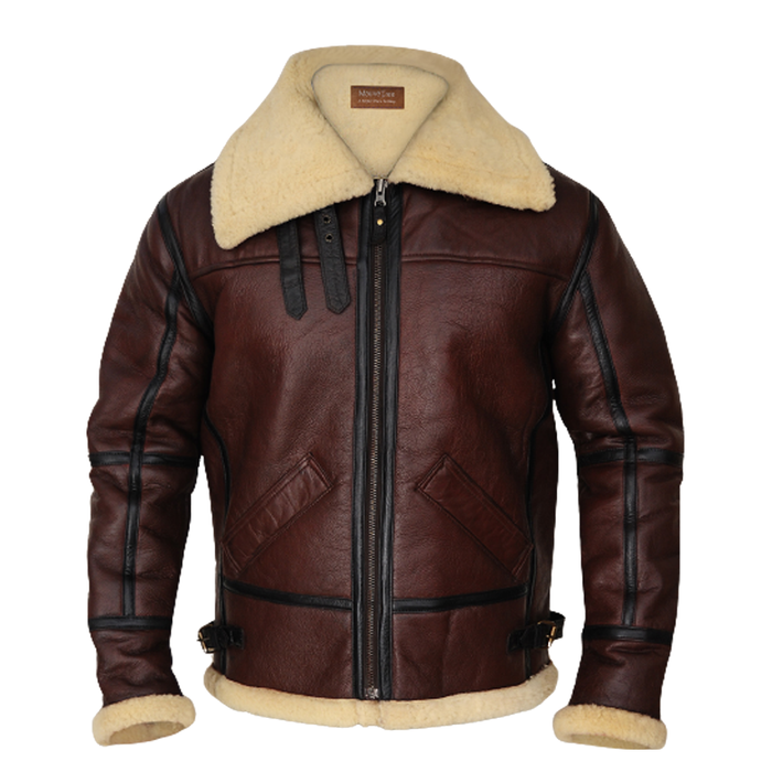 New Men Brown leapskin Shearling Leather Jacket Aviator B3 Bomber Flying RAF