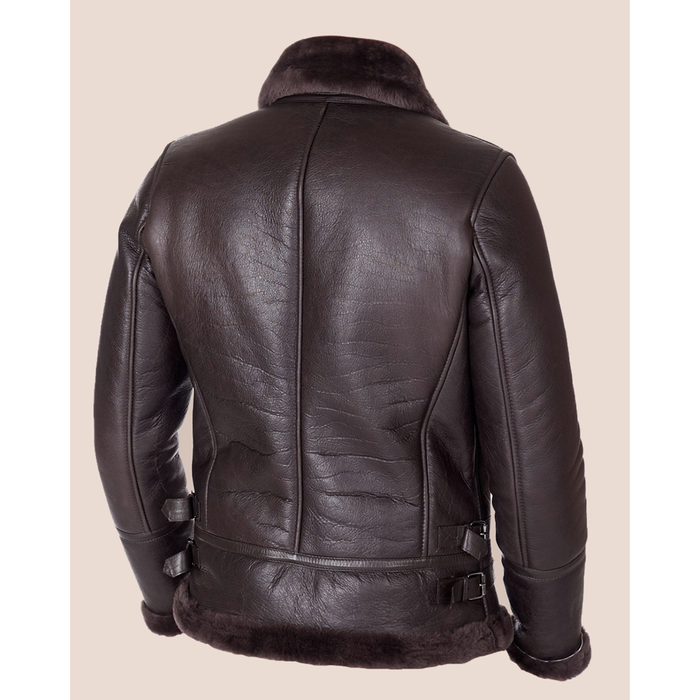 New Men Brown sheapskin Shearling Leather Jacket Aviator B3 Bomber biker RAF