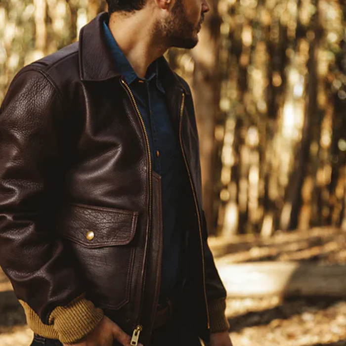 New Men Brown Sheepskin Shearling B3 Bomber Flying RAF Aviator Leather Jacket