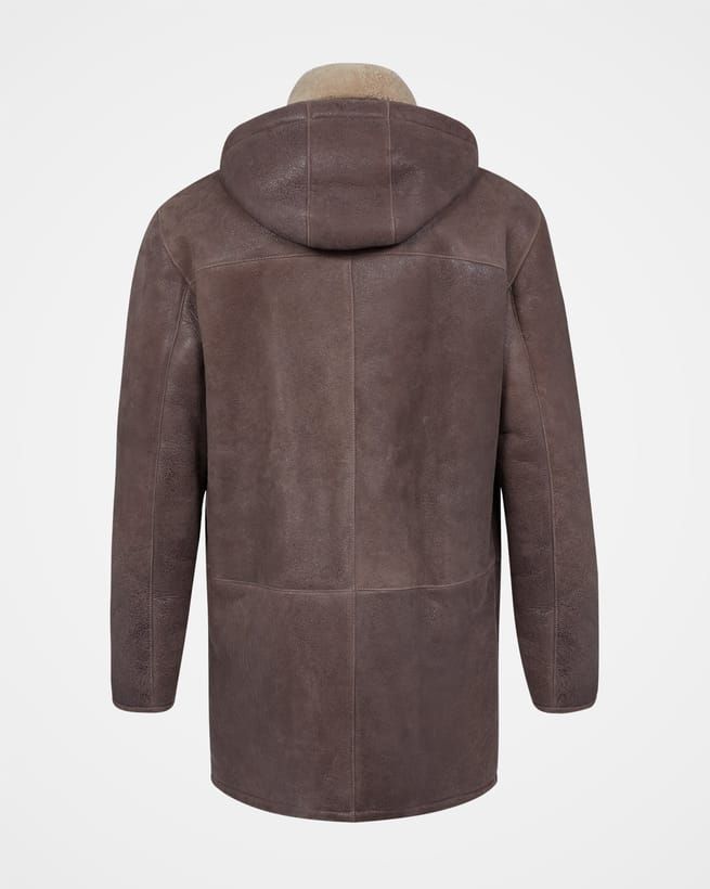 New Men  Brown Sheepskin Shearling Leather Bomber Jacket
