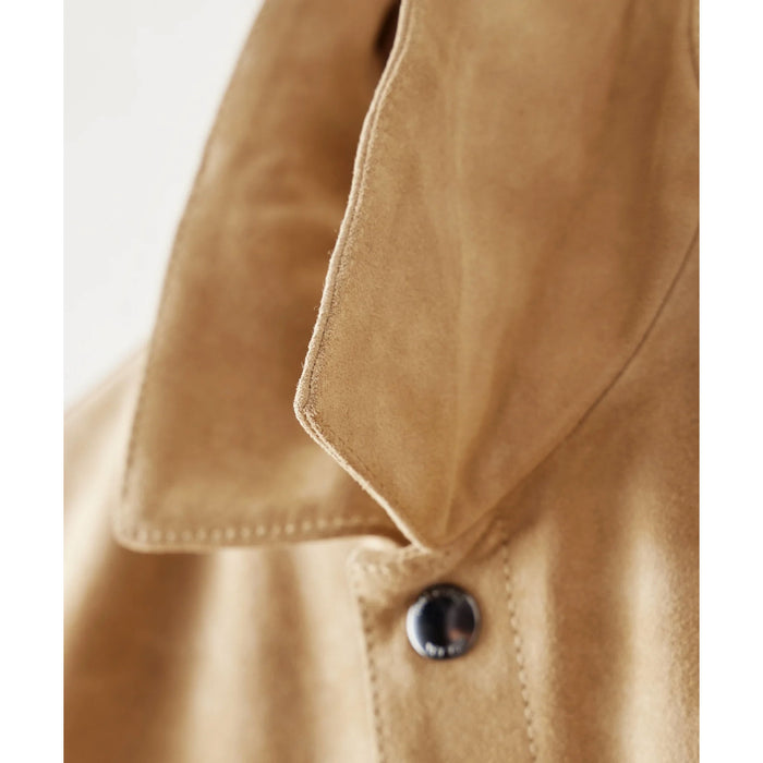 New Men Cream Bomber Suede Seepskin Trucker Leather Jacket