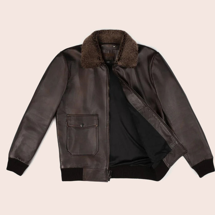 New Men G-1 Flight  Iconic Brown Sheepskin Leather  Bomber jacket