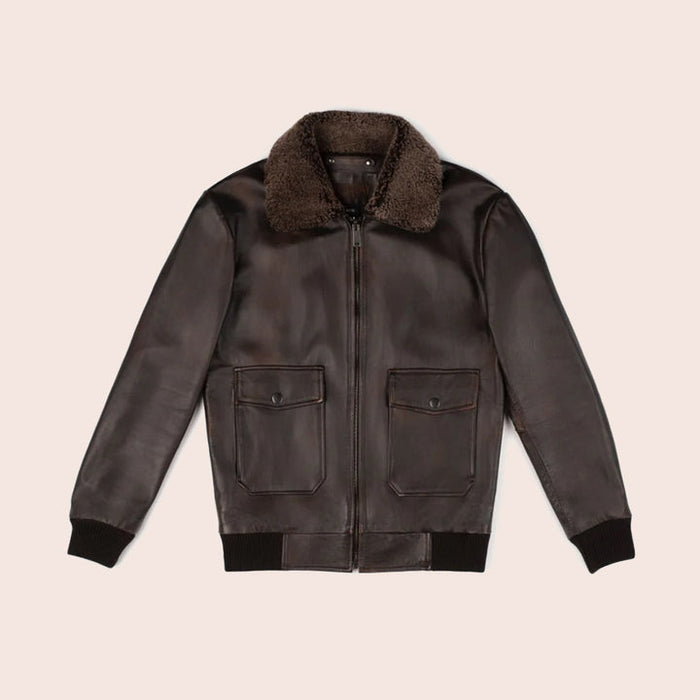 New Men G-1 Flight  Iconic Brown Sheepskin Leather  Bomber jacket