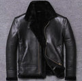 New Men RAF Black Sheepskin Shearling Winter Aviator B3 Bomber Leather Jacket