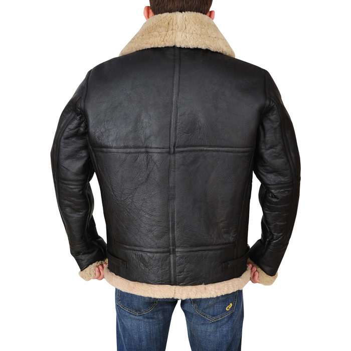 New Men Winter Wool Lamb Fur Aviator Leather Jacket B3 Bomber Jacket