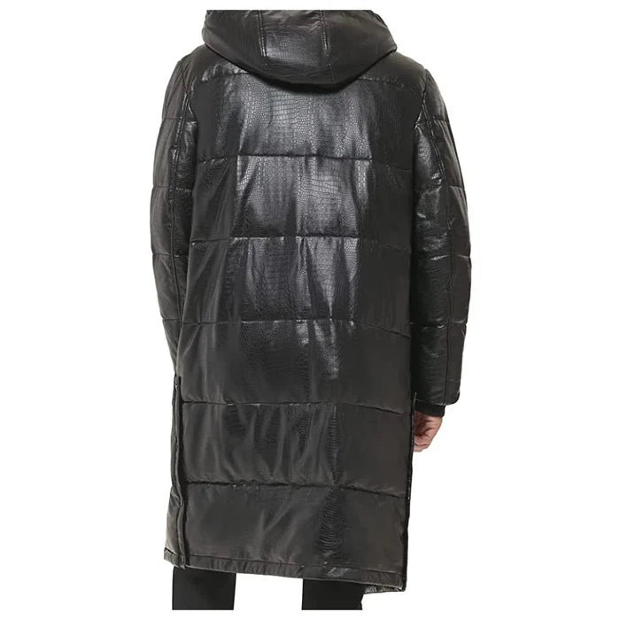 New Men's B3 Black Trench Leather Puffer Jacket