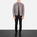 New Men’s Dark Charcoal Suede Motorcycle Leather Bomber Jacket