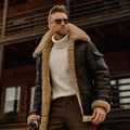 New Men's Genuine Sheepskin Shearling B3 Bomber Leather Jacket – Real Leather Vintage Aviator Winter Coat for Extreme Cold Weather