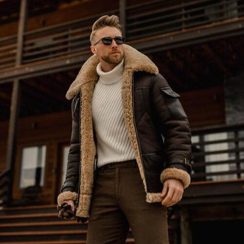 Sheepskin Brown B3 Shearling Flying Aviator Leather Jacket
