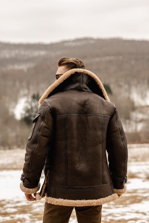 Sheepskin Brown B3 Shearling Flying Aviator Leather Jacket