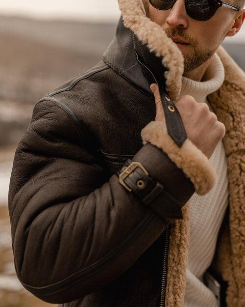 Sheepskin Brown B3 Shearling Flying Aviator Leather Jacket