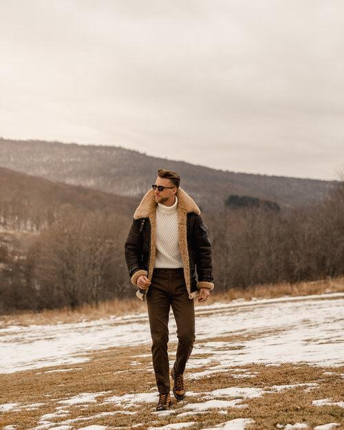 Sheepskin Brown B3 Shearling Flying Aviator Leather Jacket