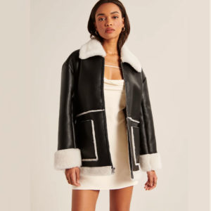 New Women Black Lambskin RAF Aviator Flight B3 Bomber Leather Jacket