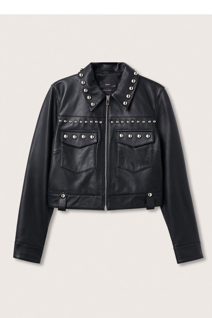 New Women Black Style Silver Spiked Studded Motorcycle Leather Biker Jacket