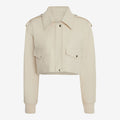 New Women's White Lumbskin Shearling Aviator Genuine Leather Biker Jacket