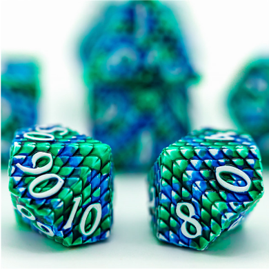 Ocean Dragon Scale RPG Metal Dice Set