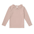 Organic Ruffle Neck Top - Dusty Rose