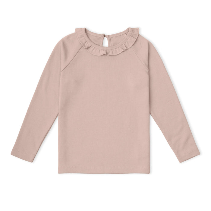 Organic Ruffle Neck Top - Dusty Rose