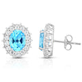 8x6mm Blue Topaz surrounded by Genuine White Topaz