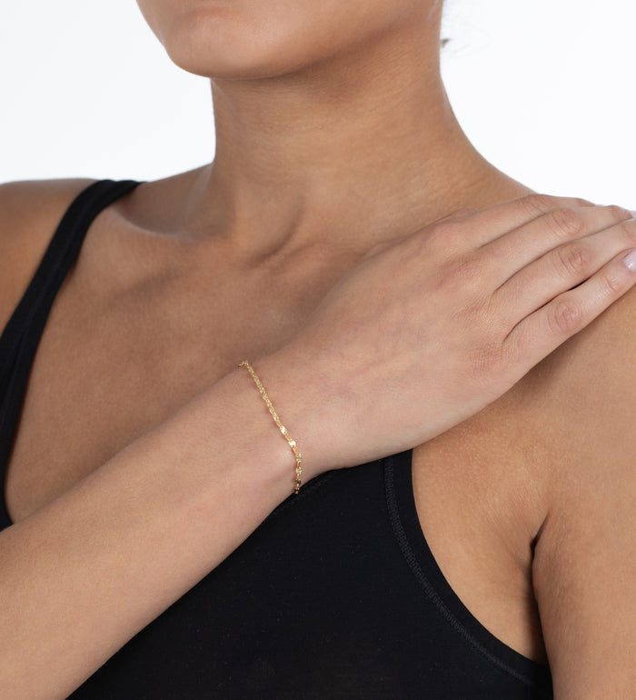 Oval Link Diamond Cut Vermeil Bracelet