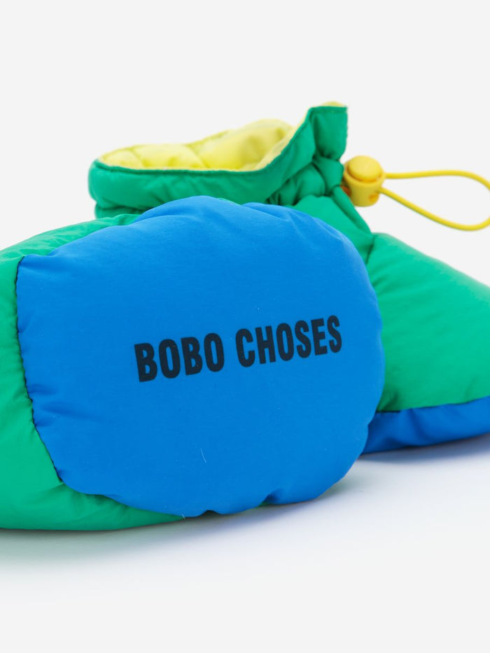 sole of green padded baby booties