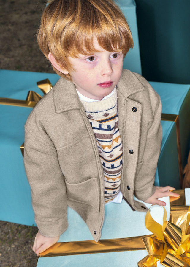 Beige peacoat for boys