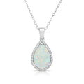 pear-shaped opal necklace surrounded by the brilliance of white sapphire accents