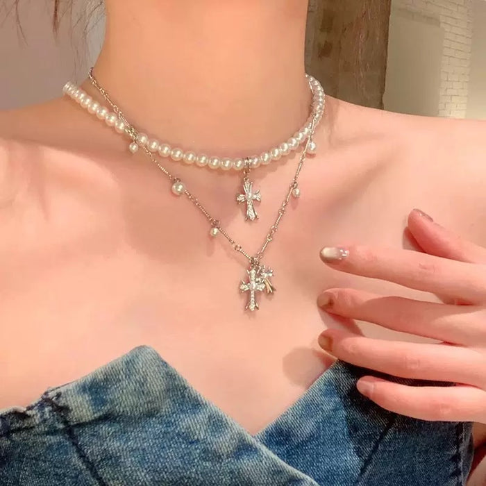 Pearl Cross Necklace