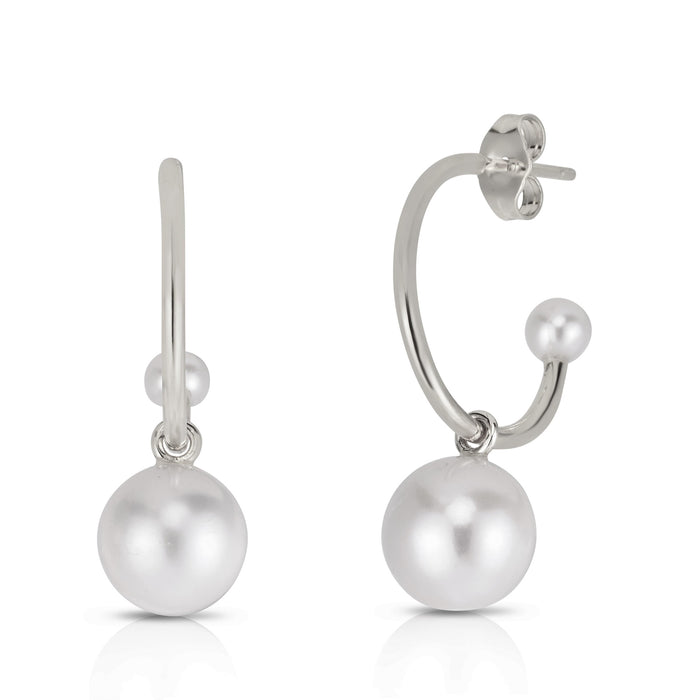 Pearl Dangle Hoop Earrings- Final Sale