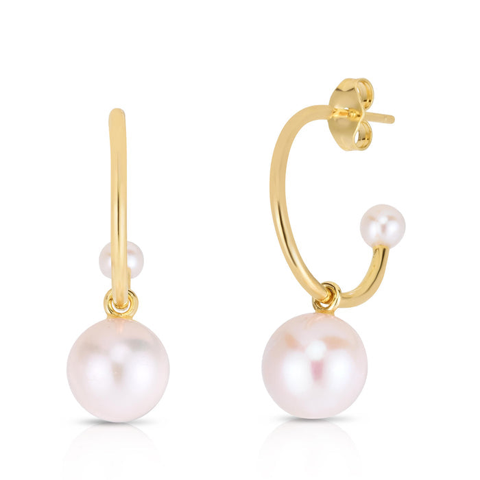 Pearl Dangle Hoop Earrings- Final Sale