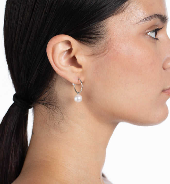 Pearl Dangle Hoop Earrings- Final Sale