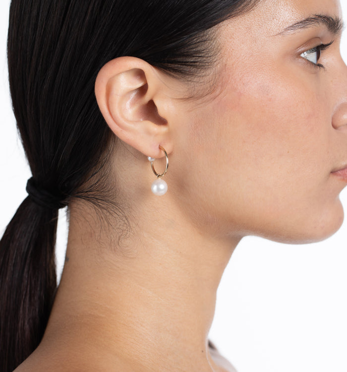 Pearl Dangle Hoop Earrings- Final Sale