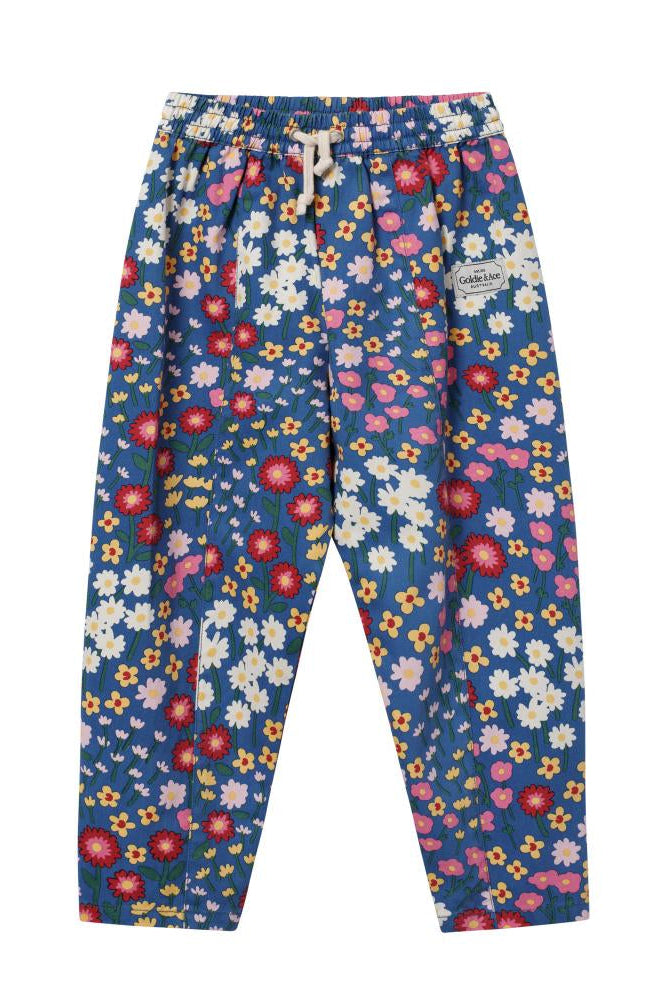 Floral-patterned pants on a white background