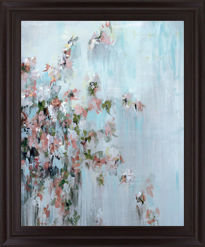 Petal Mist - 28" x 34" Framed Wall Art - Light Blue