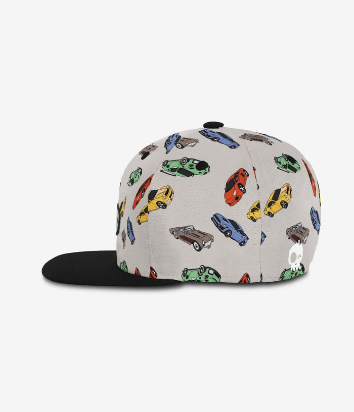 Cap with car pattern on a white background
