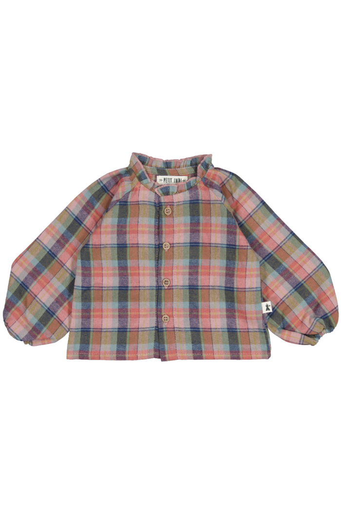 Plaid shirt with long sleeves on a white background