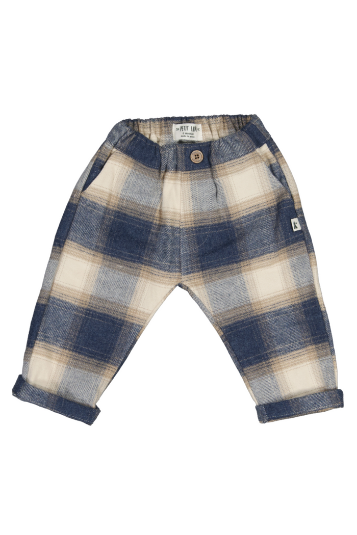 Plaid baby pants on a white background