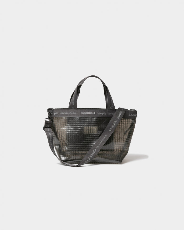 plaid vinyl logo tape bag M