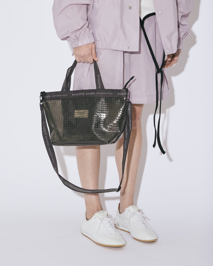plaid vinyl logo tape bag M