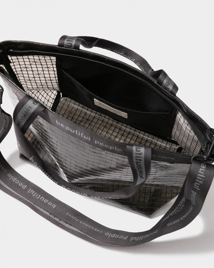 plaid vinyl logo tape bag M