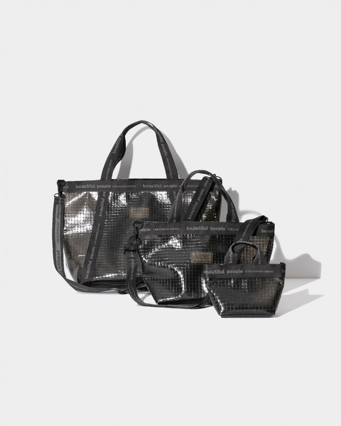 plaid vinyl logo tape bag M