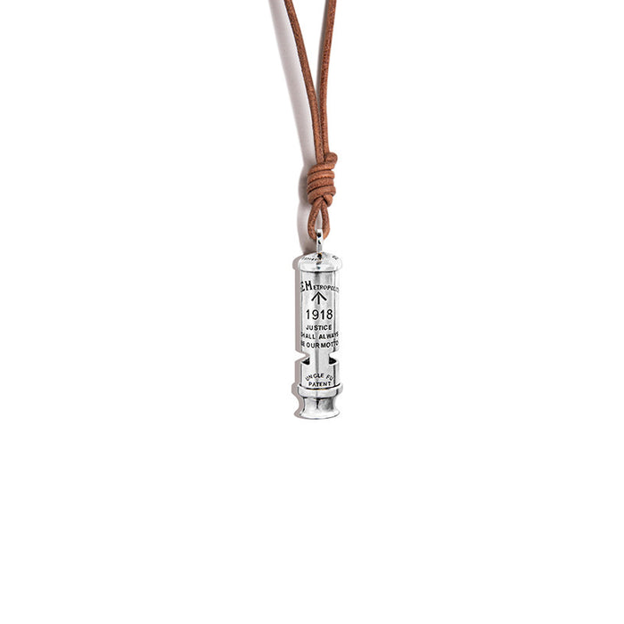 Polished Silver Whistle Pendant Necklace | Functional Streetwear Ball Chain Jewelry