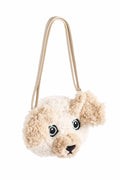 Plush dog-shaped bag on a white background