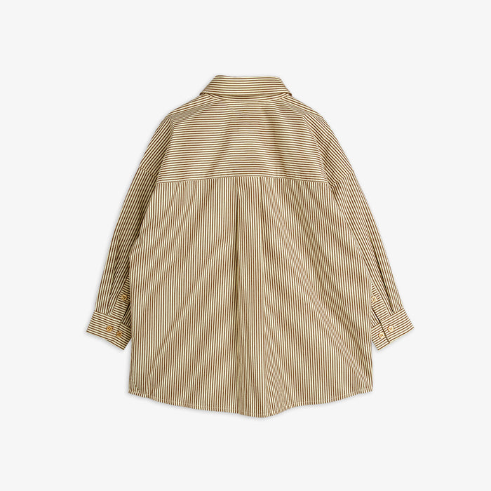 Beige and brown striped shirt on a white background