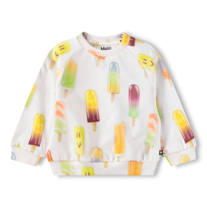 Sweatshirt with colorful popsicle pattern on a white background