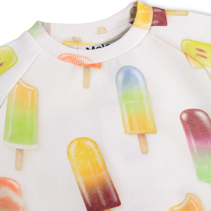 Sweatshirt with colorful popsicle pattern on a white background